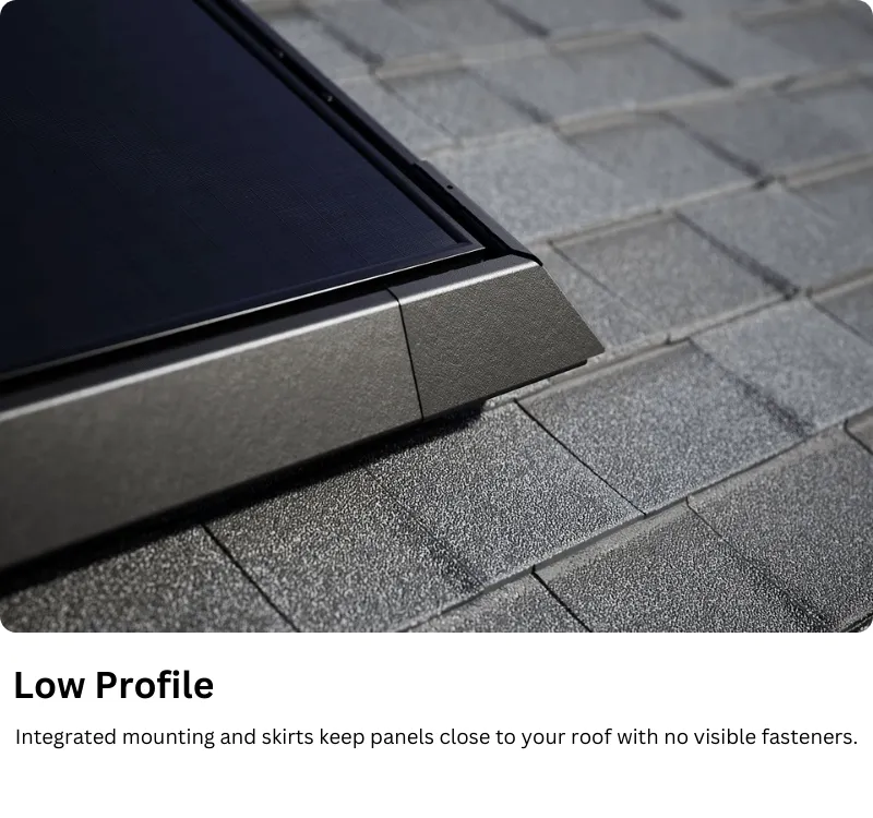 Solar panel array on a new construction tile roof