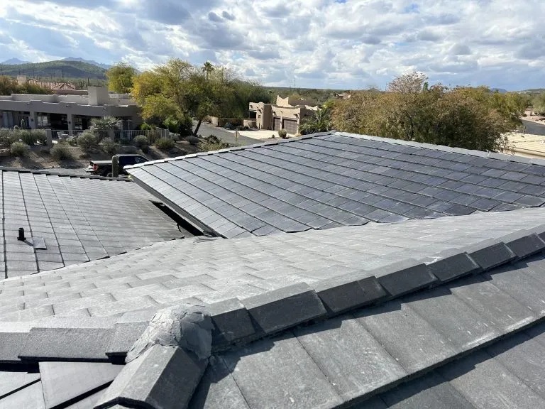 Solar panels on a tile roof in an Estero planned community