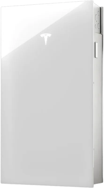 Tesla Powerwall 3 battery unit, white front panel with the Tesla logo