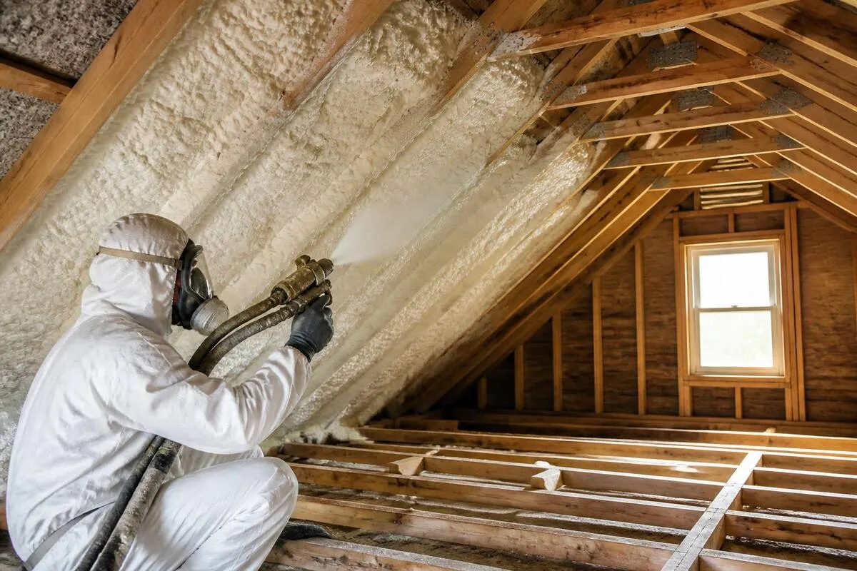 Spray foam insulation being installed in a Florida attic by Coastal Energy