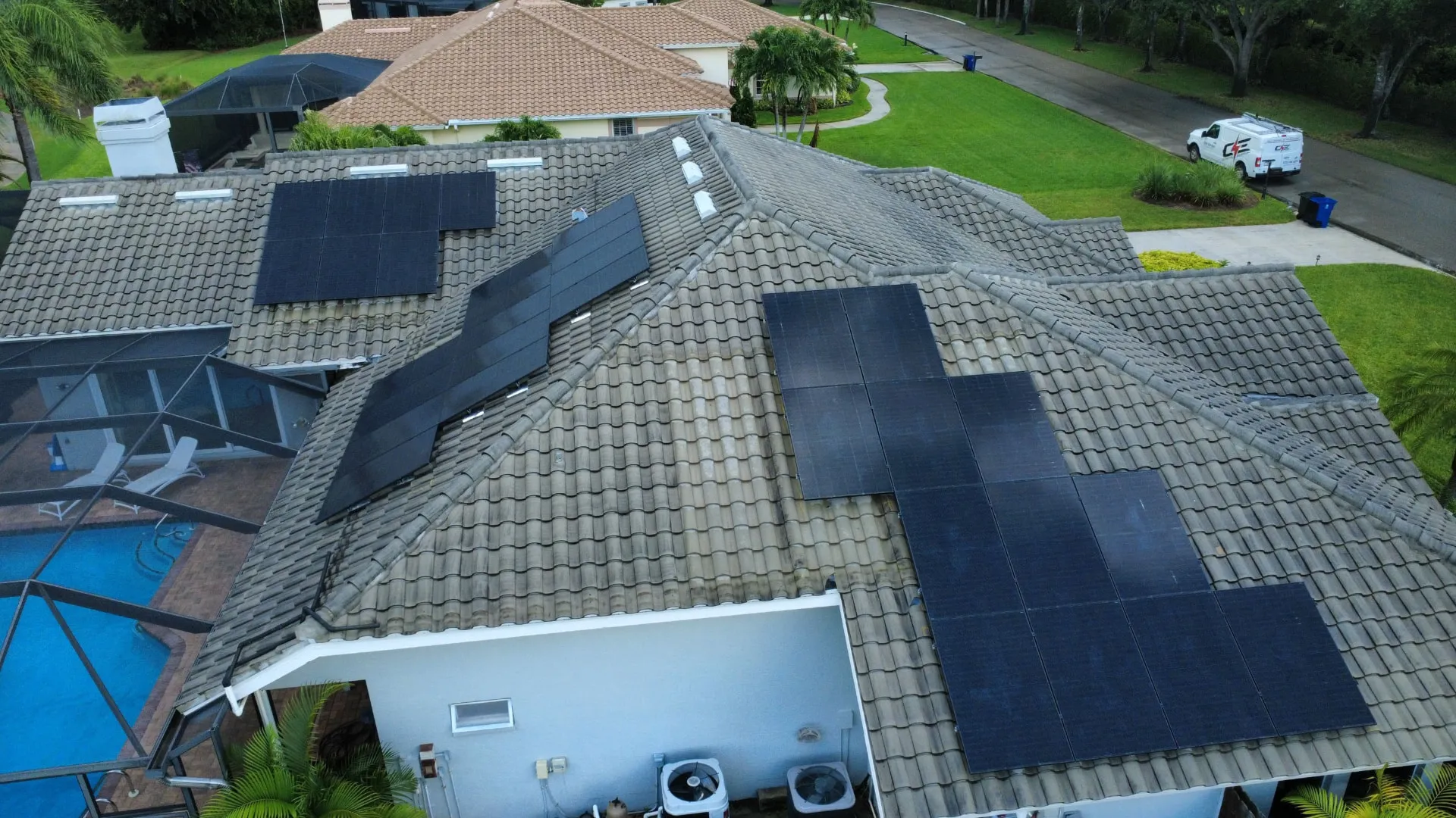Solar panels installed on a home roof in Naples, Florida
